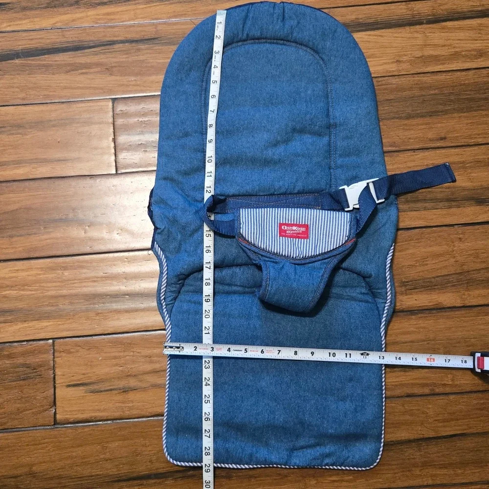 Vintage OshKosh Bgosh Baby Bouncer Seat Cover Denim Hickory Stripe Blue